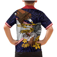 American Samoa Eagle Kava Bowl Family Matching Mermaid Dress and Hawaiian Shirt Plumeria Polynesian Pattern LT01 - Polynesian Pride