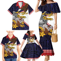American Samoa Eagle Kava Bowl Family Matching Mermaid Dress and Hawaiian Shirt Plumeria Polynesian Pattern LT01 - Polynesian Pride