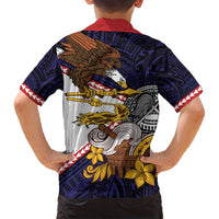 American Samoa Eagle Kava Bowl Family Matching Tank Maxi Dress and Hawaiian Shirt Plumeria Polynesian Pattern LT01 - Polynesian Pride