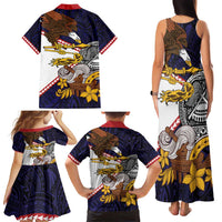American Samoa Eagle Kava Bowl Family Matching Tank Maxi Dress and Hawaiian Shirt Plumeria Polynesian Pattern LT01 - Polynesian Pride