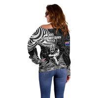 New Zealand Silver Fern Rugby Off Shoulder Sweater Maori Tiki Player With Ta Moko Tribal LT01 - Polynesian Pride