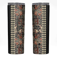 Hawaiian Quilt Skinny Tumbler Hibiscus Kakau Vintage Style LT01 Beige - Polynesian Pride