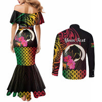 Personalised Vanuatu Port Vila Stay Strong Couples Matching Mermaid Dress and Long Sleeve Button Shirt Long God Yumi Stanap LT01 - Polynesian Pride
