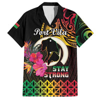 Personalised Vanuatu Port Vila Stay Strong Family Matching Tank Maxi Dress and Hawaiian Shirt Long God Yumi Stanap LT01 Dad's Shirt - Short Sleeve Black - Polynesian Pride