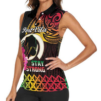 Personalised Vanuatu Port Vila Stay Strong Women Sleeveless Polo Shirt Long God Yumi Stanap LT01 - Polynesian Pride