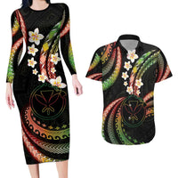Hawaii Map Kanaka Maoli Couples Matching Long Sleeve Bodycon Dress and Hawaiian Shirt Fantastic Frangipani Reggae LT01 Reggae - Polynesian Pride