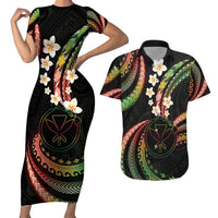 Hawaii Map Kanaka Maoli Couples Matching Short Sleeve Bodycon Dress and Hawaiian Shirt Fantastic Frangipani Reggae LT01 Reggae - Polynesian Pride