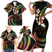 Hawaii Map Kanaka Maoli Family Matching Short Sleeve Bodycon Dress and Hawaiian Shirt Fantastic Frangipani Reggae LT01 - Polynesian Pride