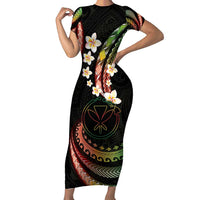 Hawaii Map Kanaka Maoli Family Matching Short Sleeve Bodycon Dress and Hawaiian Shirt Fantastic Frangipani Reggae LT01 Mom's Dress Reggae - Polynesian Pride