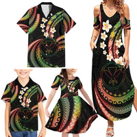 Hawaii Map Kanaka Maoli Family Matching Summer Maxi Dress and Hawaiian Shirt Fantastic Frangipani Reggae LT01 - Polynesian Pride