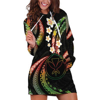 Hawaii Map Kanaka Maoli Hoodie Dress Fantastic Frangipani Reggae LT01 Reggae - Polynesian Pride