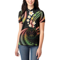 Hawaii Map Kanaka Maoli Women Polo Shirt Fantastic Frangipani Reggae LT01 - Polynesian Pride