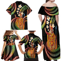 Hawaii King Kamehameha Family Matching Off Shoulder Maxi Dress and Hawaiian Shirt Fantastic Plumeria Reggae LT01 - Polynesian Pride