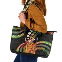 Hawaii King Kamehameha Leather Tote Bag Fantastic Plumeria Reggae
