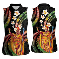 Hawaii King Kamehameha Women Sleeveless Polo Shirt Fantastic Plumeria Reggae LT01 - Polynesian Pride