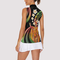 Hawaii King Kamehameha Women Sleeveless Polo Shirt Fantastic Plumeria Reggae LT01 - Polynesian Pride