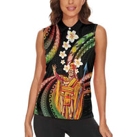 Hawaii King Kamehameha Women Sleeveless Polo Shirt Fantastic Plumeria Reggae LT01 - Polynesian Pride