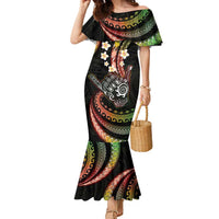 Hawaii Shaka Sign Family Matching Mermaid Dress and Hawaiian Shirt Fantastic Frangipani Reggae LT01 Mom's Dress Reggae - Polynesian Pride