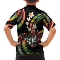 Hawaii Shaka Sign Family Matching Off Shoulder Maxi Dress and Hawaiian Shirt Fantastic Frangipani Reggae LT01 - Polynesian Pride