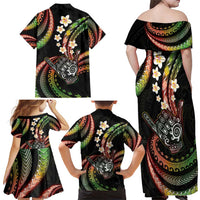 Hawaii Shaka Sign Family Matching Off Shoulder Maxi Dress and Hawaiian Shirt Fantastic Frangipani Reggae LT01 - Polynesian Pride