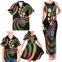 Hawaii Shaka Sign Family Matching Tank Maxi Dress and Hawaiian Shirt Fantastic Frangipani Reggae