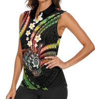 Hawaii Shaka Sign Women Sleeveless Polo Shirt Fantastic Frangipani Reggae LT01 - Polynesian Pride