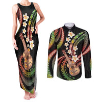 Hawaiian Ukulele Couples Matching Tank Maxi Dress and Long Sleeve Button Shirt Jawaiian Fantastic Plumeria LT01 Reggae - Polynesian Pride