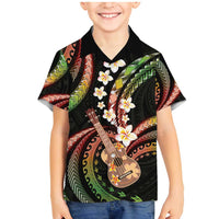Hawaiian Ukulele Family Matching Mermaid Dress and Hawaiian Shirt Jawaiian Fantastic Plumeria LT01 Son's Shirt Reggae - Polynesian Pride