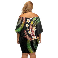 Hawaiian Ukulele Family Matching Off Shoulder Short Dress and Hawaiian Shirt Jawaiian Fantastic Plumeria LT01 - Polynesian Pride