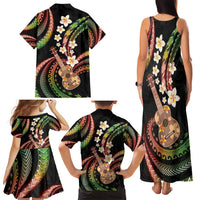 Hawaiian Ukulele Family Matching Tank Maxi Dress and Hawaiian Shirt Jawaiian Fantastic Plumeria LT01 - Polynesian Pride