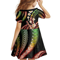 Hawaiian Ukulele Kid Short Sleeve Dress Jawaiian Fantastic Plumeria