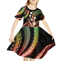 Hawaiian Ukulele Kid Short Sleeve Dress Jawaiian Fantastic Plumeria