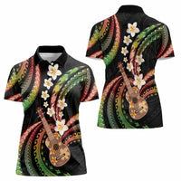 Hawaiian Ukulele Women Polo Shirt Jawaiian Fantastic Plumeria LT01 - Polynesian Pride