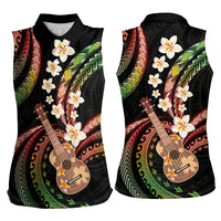 Hawaiian Ukulele Women Sleeveless Polo Shirt Jawaiian Fantastic Plumeria LT01 - Polynesian Pride