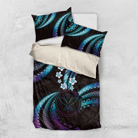 Hawaii Map Kanaka Maoli Bedding Set Fantastic Frangipani Amethyst Gradient