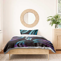 Hawaii Map Kanaka Maoli Bedding Set Fantastic Frangipani Amethyst Gradient