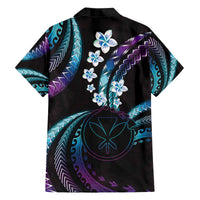 Hawaii Map Kanaka Maoli Family Matching Off The Shoulder Long Sleeve Dress and Hawaiian Shirt Fantastic Frangipani Amethyst Gradient LT01 - Polynesian Pride