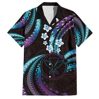 Hawaii Map Kanaka Maoli Family Matching Off Shoulder Short Dress and Hawaiian Shirt Fantastic Frangipani Amethyst Gradient LT01 Dad's Shirt - Short Sleeve Purple - Polynesian Pride