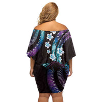 Hawaii Map Kanaka Maoli Family Matching Off Shoulder Short Dress and Hawaiian Shirt Fantastic Frangipani Amethyst Gradient LT01 - Polynesian Pride