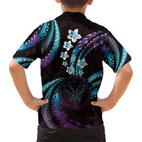 Hawaii Map Kanaka Maoli Kid Hawaiian Shirt Fantastic Frangipani Amethyst Gradient