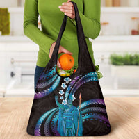 Hawaii King Kamehameha Grocery Bag Fantastic Plumeria Amethyst Gradient