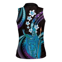 Hawaii King Kamehameha Women Sleeveless Polo Shirt Fantastic Plumeria Amethyst Gradient LT01 - Polynesian Pride