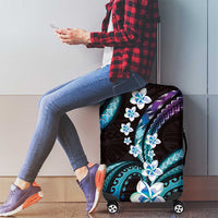 Hawaii Plumeria Luggage Cover Amethyst Gradient Polynesian Pattern