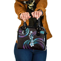 Hawaii Plumeria Shoulder Handbag Amethyst Gradient Polynesian Pattern