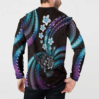 Hawaii Shaka Sign Button Sweatshirt Fantastic Frangipani Amethyst Gradient
