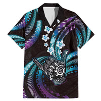 Hawaii Shaka Sign Family Matching Mermaid Dress and Hawaiian Shirt Fantastic Frangipani Amethyst Gradient LT01 Dad's Shirt - Short Sleeve Purple - Polynesian Pride