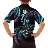 Hawaii Shaka Sign Family Matching Off Shoulder Maxi Dress and Hawaiian Shirt Fantastic Frangipani Amethyst Gradient LT01 - Polynesian Pride