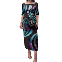 Hawaii Shaka Sign Family Matching Puletasi and Hawaiian Shirt Fantastic Frangipani Amethyst Gradient LT01 Mom's Dress Purple - Polynesian Pride
