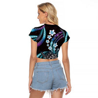 Hawaii Shaka Sign Raglan Cropped T Shirt Fantastic Frangipani Amethyst Gradient