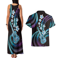 Hawaiian Ukulele Couples Matching Tank Maxi Dress and Hawaiian Shirt Amethyst Gradient Fantastic Plumeria LT01 - Polynesian Pride